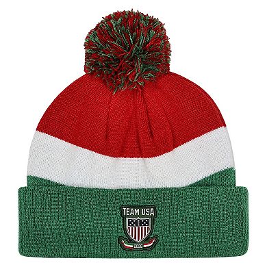 Men's Outerstuff Red Team USA 2026 Winter Olympics Milano Cortina Cuffed Knit Hat with Pom