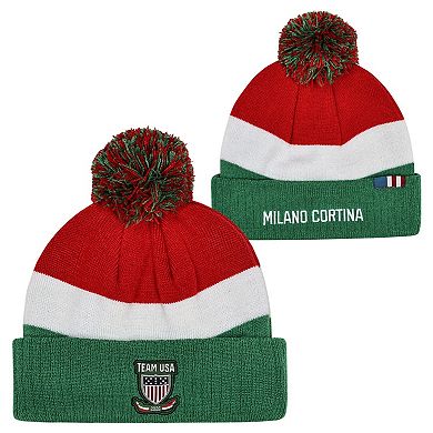 Men's Outerstuff Red Team USA 2026 Winter Olympics Milano Cortina Cuffed Knit Hat with Pom
