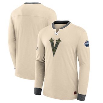Men's Fanatics Cream Vegas Golden Knights 2024 NHL Winter Classic Authentic Pro Lace Long Sleeve T-Shirt