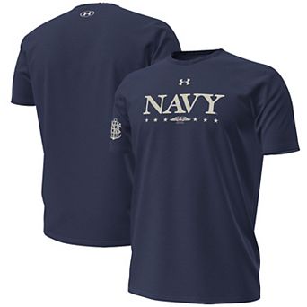 Men's Under Armour Navy Navy Midshipmen 250th Anniversary Uniform Sideline Collection HeatGear Script T-Shirt