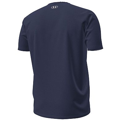 Men's Under Armour Navy Navy Midshipmen 250th Anniversary Uniform Sideline Collection HeatGear Script T-Shirt