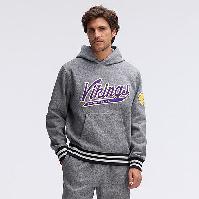 Fanatics Athletic Heather Gray Minnesota Vikings IconicFleece Tipped Hoodie
