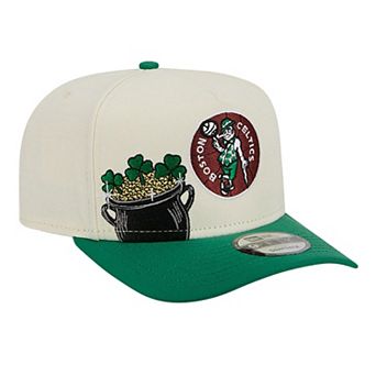 Men's New Era Cream Boston Celtics Illustrated Mascot 2-Toned Pre-Curved A-Frame 9FIFTY Adjustable Hat