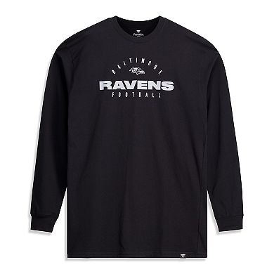 Men's Fanatics Black Baltimore Ravens Big & Tall Coverage Scheme Long Sleeve T-Shirt
