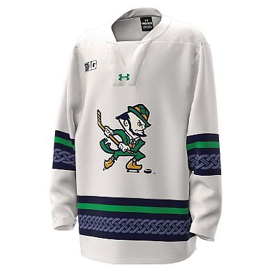 Youth Under Armour #42 White Notre Dame Fighting Irish Alternate Leprechaun Replica Hockey Jersey