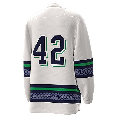 Youth Under Armour #42 White Notre Dame Fighting Irish Alternate Leprechaun Replica Hockey Jersey