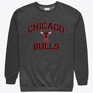 Men's Mitchell & Ness Heather Charcoal Chicago Bulls Hardwood Classics Big & Tall Crewneck Sweatshirt