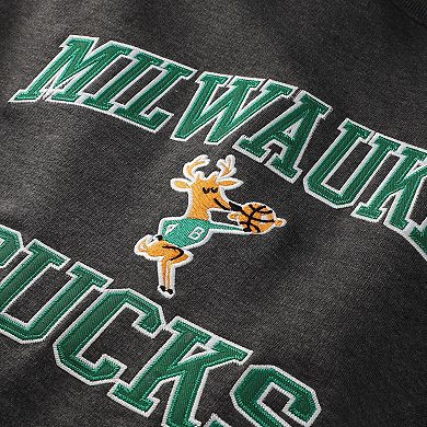 Men's Mitchell & Ness Heather Charcoal Milwaukee Bucks Hardwood Classics Big & Tall Crewneck Sweatshirt