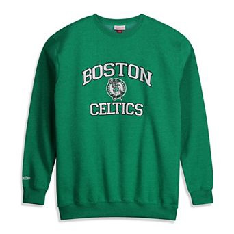 Men's Mitchell & Ness Heather Kelly Green Boston Celtics Hardwood Classics Big & Tall Crewneck Sweatshirt