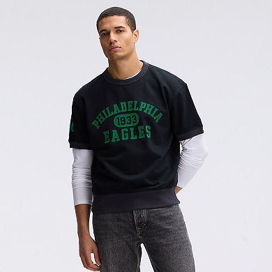 Fanatics Black Philadelphia Eagles IconicFleece Short Sleeve Sweatshirt