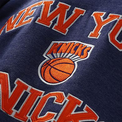Men's Mitchell & Ness Heather Blue New York Knicks Hardwood Classics Big & Tall Crewneck Sweatshirt