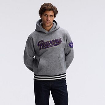 Fanatics Athletic Heather Gray Baltimore Ravens IconicFleece Tipped Hoodie