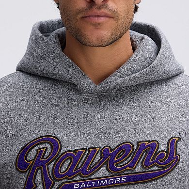 Fanatics Athletic Heather Gray Baltimore Ravens IconicFleece Tipped Hoodie