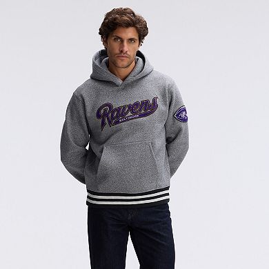 Fanatics Athletic Heather Gray Baltimore Ravens IconicFleece Tipped Hoodie