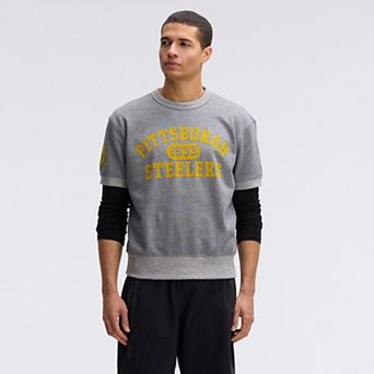 Fanatics Athletic Heather Gray Pittsburgh Steelers IconicFleece Short Sleeve Sweatshirt