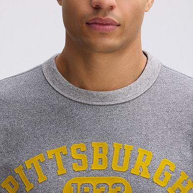 Fanatics Athletic Heather Gray Pittsburgh Steelers IconicFleece Short Sleeve Sweatshirt