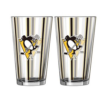 Logo Brands Pittsburgh Penguins Two-Piece 16oz. Striped Pint Glass Set