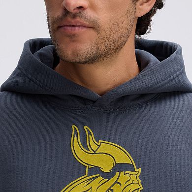 Fanatics Charcoal Minnesota Vikings IconicFleece Flocked Hoodie