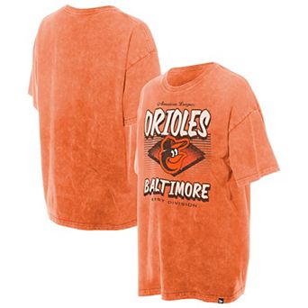 Women's New Era Orange Baltimore Orioles Mineral Wash Oversized T-Shirt