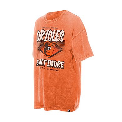Women's New Era Orange Baltimore Orioles Mineral Wash Oversized T-Shirt