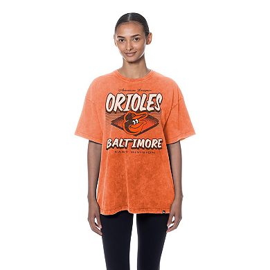 Women's New Era Orange Baltimore Orioles Mineral Wash Oversized T-Shirt