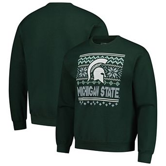Men's Green Michigan State Spartans Holiday Fleece Sweatshirt