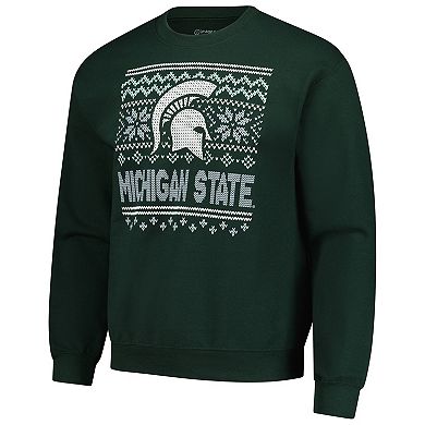 Men's Green Michigan State Spartans Holiday Fleece Sweatshirt