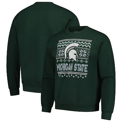 Men's Green Michigan State Spartans Holiday Fleece Sweatshirt