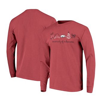 Women's Cardinal Arkansas Razorbacks Christmas Elements Comfort Colors Long Sleeve T-Shirt