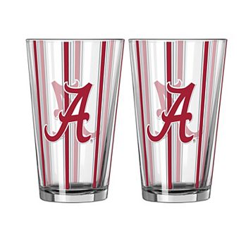 Logo Brands Alabama Crimson Tide Two-Piece 16oz. Striped Pint Glass Set