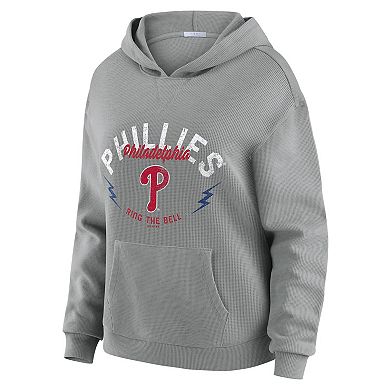 Women's WEAR by Erin Andrews Gray Philadelphia Phillies Plus Size Waffle-Knit Long-Sleeve Hoodie & Lounge Pant Set
