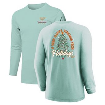 Youth Light Green Virginia Tech Hokies Merry Christmas Tree Long Sleeve T-Shirt