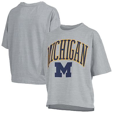 Women's Pressbox Gray Michigan Wolverines Nelson T-Shirt