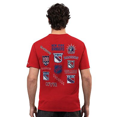 Men's Starter Red New York Rangers Logo Collage T-Shirt