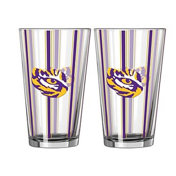 Logo Brands LSU Tigers Two-Piece 16oz. Striped Pint Glass Set
