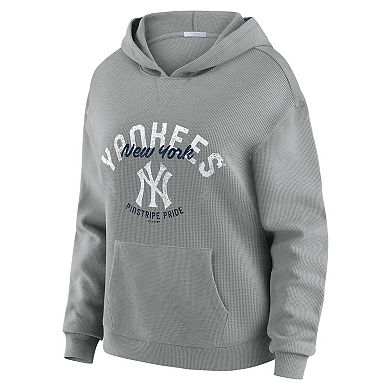 Women's WEAR by Erin Andrews Gray New York Yankees Plus Size Waffle-Knit Long-Sleeve Hoodie & Lounge Pant Set