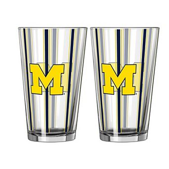 Logo Brands Michigan Wolverines Two-Piece 16oz. Striped Pint Glass Set