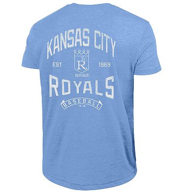 Men's Champion Light Blue Kansas City Royals Vintage 3-Hit Tri-Blend T-Shirt