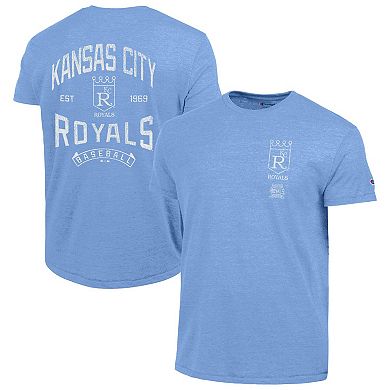 Men's Champion Light Blue Kansas City Royals Vintage 3-Hit Tri-Blend T-Shirt
