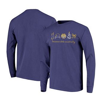 Women's Purple LSU Tigers Christmas Elements Comfort Colors Long Sleeve T-Shirt