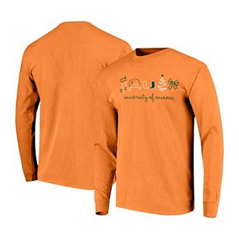 Women's Orange Miami Hurricanes Christmas Elements Comfort Colors Long Sleeve T-Shirt