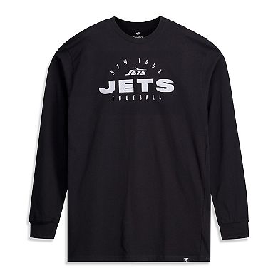 Men's Fanatics Black New York Jets Big & Tall Coverage Scheme Long Sleeve T-Shirt