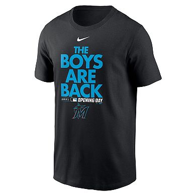 Men's Nike Black Miami Marlins 2021 Opening Day Phrase T-Shirt