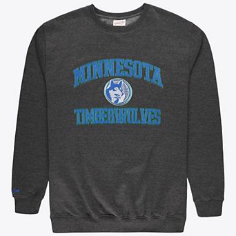 Men's Mitchell & Ness Heather Charcoal Minnesota Timberwolves Hardwood Classics Big & Tall Crewneck Sweatshirt