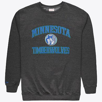 Men's Mitchell & Ness Heather Charcoal Minnesota Timberwolves Hardwood Classics Big & Tall Crewneck Sweatshirt