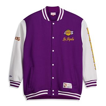Men's Mitchell & Ness Purple Los Angeles Lakers Big & Tall Hardwood Classics Full-Snap Varsity Jacket