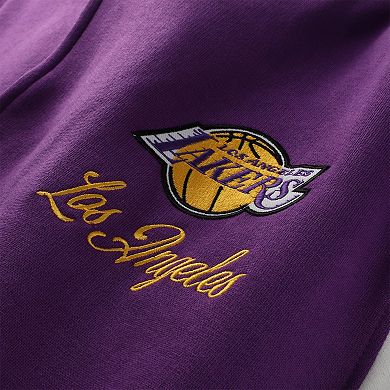 Men's Mitchell & Ness Purple Los Angeles Lakers Big & Tall Hardwood Classics Full-Snap Varsity Jacket
