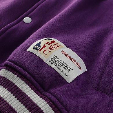 Men's Mitchell & Ness Purple Los Angeles Lakers Big & Tall Hardwood Classics Full-Snap Varsity Jacket