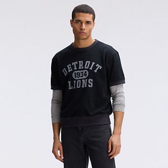 Fanatics Black Detroit Lions IconicFleece Short Sleeve Sweatshirt