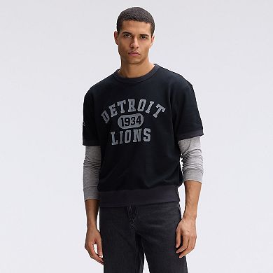 Fanatics Black Detroit Lions IconicFleece Short Sleeve Sweatshirt